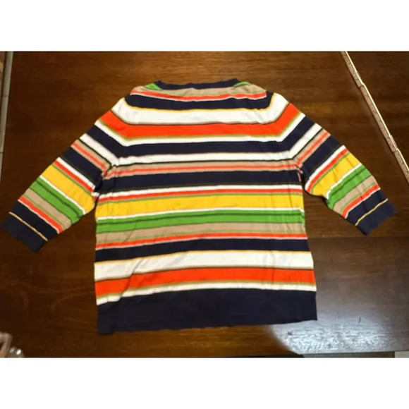 Talbots Women 2X Colorful Striped Pullover Sweater Top Fun Artsy Art to Wear - Picture 3 of 13